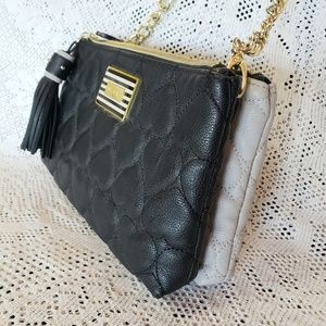Betsey Johnson Black & Tan Quilted Crossbody Bag